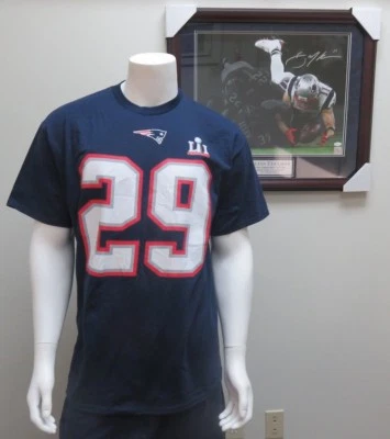 Camisa de fútbol para hombre LeGarrett Blount #29 New England Patriots Super Bowl LI logotipo Foto 1 de 4