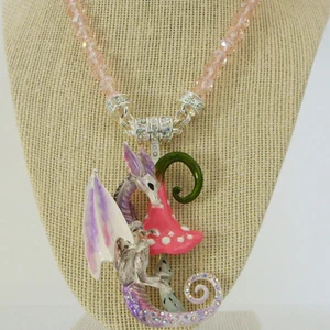 Conjunto de collar y potenciador magnético Kirks Folly Enchanted Forest Dragon púrpura rosa - Imagen 1 de 4