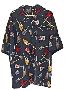 DragonFly Clothing with Electric Guitar Print 2XL Men's Shirt Free Shipping - Picture 1 of 8