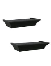 2-Pc Small Black Floating Shelf PVC Plastic and Hanging Hardware Holds 5 lbs 9x4
