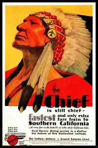 Póster de viaje de tren The Chief California imán de nevera estampado de lona 6x8 grande - Imagen 1 de 2