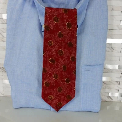 PERRY ELLIS Corbata Cuello Para Hombre Rojo Marrón Simple Lunares Micro Repetición Traje Galaxia Foto 1 de 4