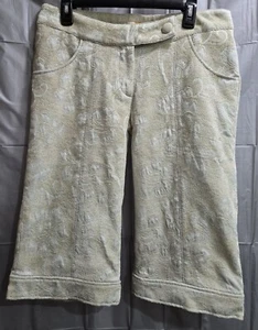Women's Tulle Green Floral Damask Capri Pants With Pickets Size 10 - Picture 1 of 10