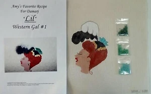 DAMARJ needlepoint HP handpainted canvas LIL Western Gal #1 GUIDE BEADS 18m - Picture 1 of 10
