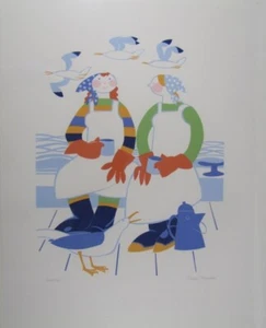 Rie Munoz Signed/Numbered Limited Edition Silkscreen ~ Coffee Break 133/765 - Picture 1 of 4
