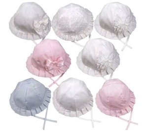 Baby SUN HAT Summer Bonnet Traditional Flower Bow - Picture 1 of 30