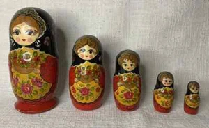 Vintage Sergijew Possad Holz Matroschka Matrjoschka signiert 5tgl. H16cm - Bild 1 von 7