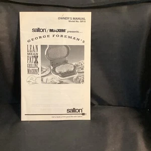 Salton Maxim George Foreman’s Model No. GR-10 Owners Manual - Picture 1 of 2