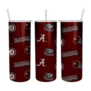 Customized 20oz Stainless Steel Skinny Tumbler-Alabama Roll Tide-Football-Gift - Picture 1 of 1