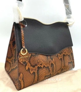 AUTÉNTICO NUEVO CON ETIQUETAS $378 Bolso de hombro de cuero en relieve Rebecca Minkoff Dani piel de serpiente - Imagen 1 de 12