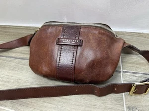THE BRIDGE Waist Bag Brown Leather Fanny Pack Bumbag Leather Authentic - Picture 1 of 12