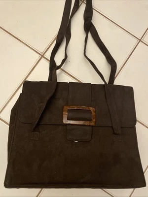 Bolso de Hombro Cartera de Cuero Gamuza Marrón Rafe New York Foto 1 de 4