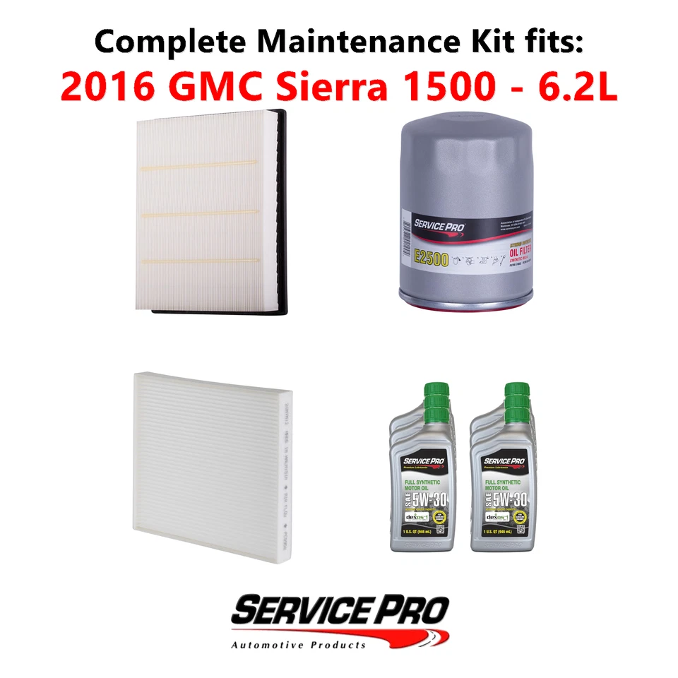 2016 GMC Sierra 1500 6.2L Complete Oil, Air & Cabin Filter Kit (5W-30) - Imagem 1 de 4