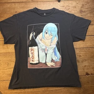 LARGE Konosuba T-Shirt Crunchyroll CR Loves Konosuba Aqua & Sake - Picture 1 of 11