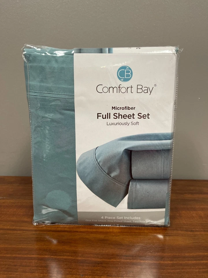 Comfort Bay Microfiber Full Sheet Set (flat Fitted & Pillowcases) Stone Blue