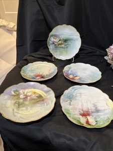 Rosenthal Austia Hand Painted Porcelain Set Of 5 Fish Design Plates 7 1/2 In - Picture 1 of 12