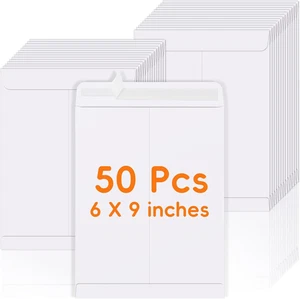 50 Pack 6X9 Envelopes Self Seal, White Catalog Mailing Envelopes 6 X 9 Manilla E - Picture 1 of 12