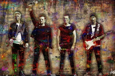 Póster U2, tinta de arte pop U2 tributo U2 colorido 12x18 pulgadas envío gratuito Foto 1 de 4