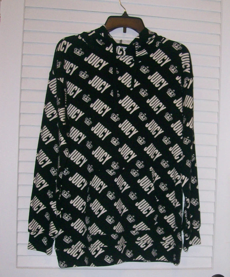SUDADERA CON CAPUCHA JUICY COUTURE ALGODÓN NEGRO/BLANCO XS NUEVA CON ETIQUETAS Foto 1 de 1