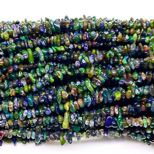 16 Inch Natural Ethiopian Black Opal Drilled Flashy Tumble Beads Single Strand