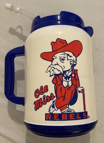 Colonel Reb Ole Miss Rebels 64oz 9.5” Huge Mug Insulated Cup w/Lid & Bendy Straw Cover