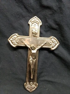 INCREADABLE ANTIQUE BRONZE SIGNED SCH CO. CROSS CRUCIFIX 10" X 6.75" - Picture 1 of 9