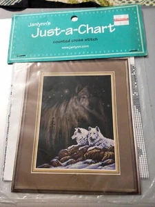 NORTHERN LIGHTS--White Wolves w/ Brown Wolf Shadow--Counted Cross Stitch Pattern - Picture 1 of 4
