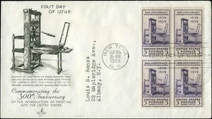 US FDC #857 Block of 4 Planty P3a Artcraft Vermont Cachet Severe #2 with TM - Picture 1 of 1