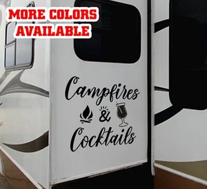 RV vinyl decal graphics large sticker campfires and cocktails slide door wall - Picture 1 of 3