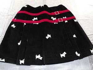 Hartstrings Black Velvet Christmas Skirt White Scotty Dog Rhinestones Size 5 G3 - Picture 1 of 4