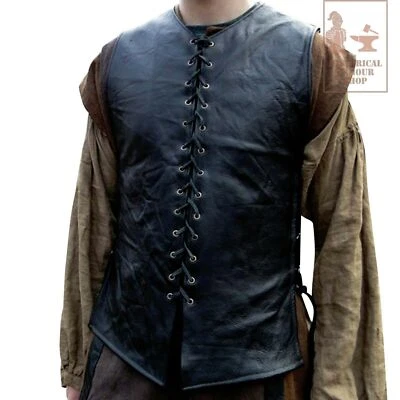 Túnica de Cuero Camisa Vikinga Estilo Ragner Larp Recreación Cosplay Disfraz Accesorios Foto 1 de 4