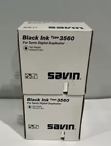 Genuine Savin Black Ink Type 3560 for Digital Duplicator 600ml / 21.8oz x2 New. - Picture 1 of 3