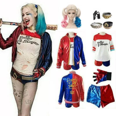 Adults Suicide Squad Harley Quinn Cosplay Costume Halloween Party Fancy Outfits - Image 1 of 4