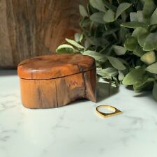 Live Edge Yew Wood Trinket / Ring Box, Small Raw Edge Hand Carved Wooden Box