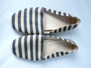 Eileen Fisher Schuhe Größe 6 1/2 Damen gestreift Canvas Slipper Halbschuhe Fahren Moks - Bild 1 von 8