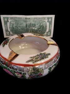 Antique/Vintage Asian Rose Medallion Porcelain Ashtray-Signed! - Picture 1 of 10