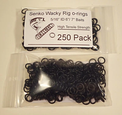 250+ Wacky Worm Rigging O-Rings for Senko & Stick Soft Baits 5/16" ID 6" / 7"