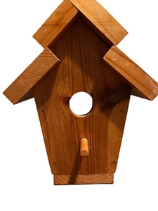 Handmade Birdhouse Solid Wood Well Made With Hook On Top To Hang Up - Picture 1 of 21
