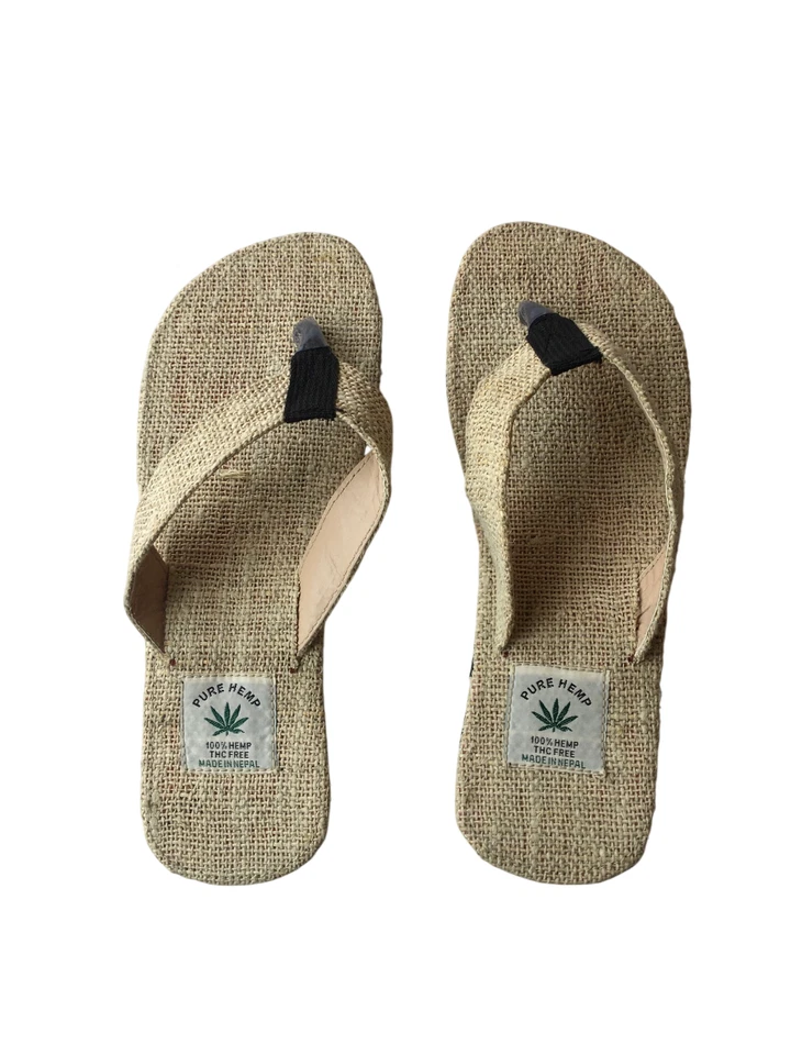Eco-Friendly Hemp Slippers: Handmade in Nepal with Rubber Sole – - Image 1 of 2