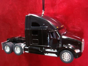 KENWORTH T700 ATD HEAVY DUTY SEMI HAULER 18 WHEELER TRK BLACK CHRISTMAS ORNAMENT - Picture 1 of 1