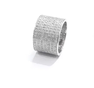 Natural Pave Diamond Full Eternity Band 925 Silver Handmade Ring Gift Jewelry - Picture 1 of 4