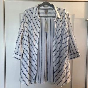 Chicos Blouse Size 3 NWT Women's 3/4 Sleeve Cotton/Spandex No Iron - Picture 1 of 5