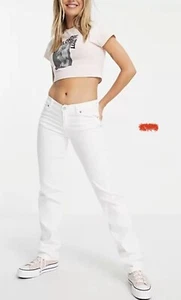 Dr. Denim Dixy Straight Leg White Low Rise Jeans Denim Women XS NEW - Picture 1 of 14