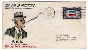 WWII Patriotic F.D.R. Yalta Conference 1945 Hand-Painted EARLY & RARE MAUL - Picture 1 of 2