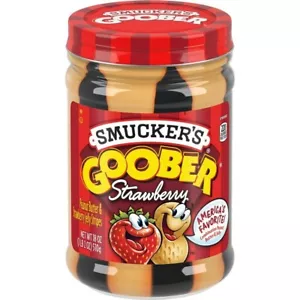Smucker's Goober mantequilla de maní y rayas de gelatina de fresa, 18 onzas - Imagen 1 de 2