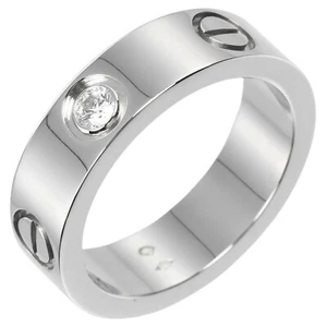 CARTIER love Ring Pt950Platinum/1P Diamond #5.8(US Size) 11.2g Women - Picture 1 of 10