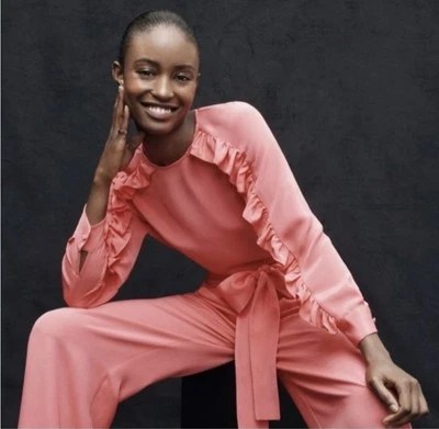 J.CREW COLLECTION CREPE DE CHINE BLOUSE WITH RUFFLES - SIZE: 0 - Image 1 of 4