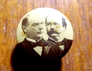 WILLIAM McKINLEY & VP Foto JUGATE KAMPAGNE ANSTECKKNOPF - Bild 1 von 2