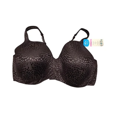Sujetador para mujer Playtex 4823 cobertura completa forma balconette negro encaje floral 44DD Foto 1 de 4