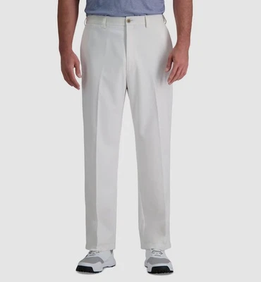 Haggar Men's White Classic-Fit Flat Front Stretch Dress Pants Size 34W 30L - Изображение 1 из 2